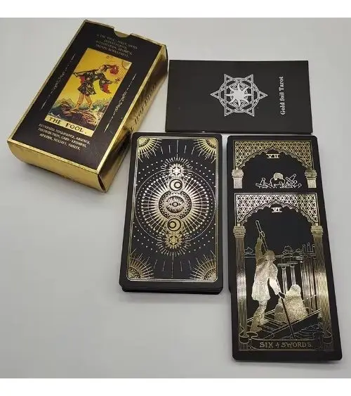 Tarot Dorado Negro The Fool Caja Rígida